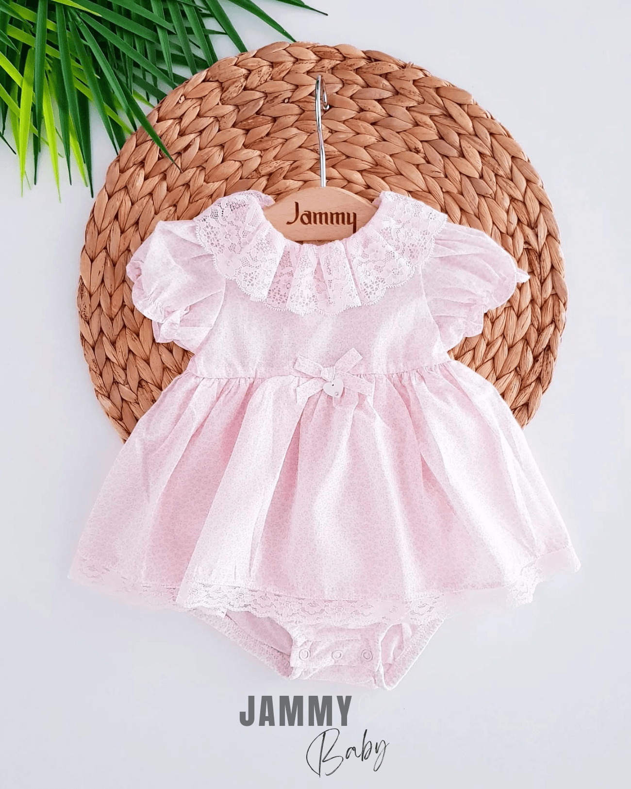 Linda Minik Çiçek Desenli Bodysuit Elbise-PUDRA