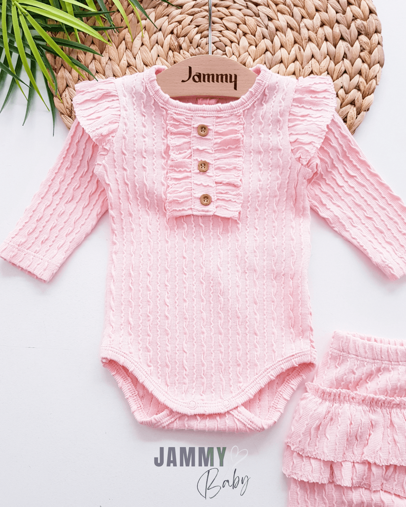 Venta Kendinden Desenli Fırfırlı Takım-PEMBE