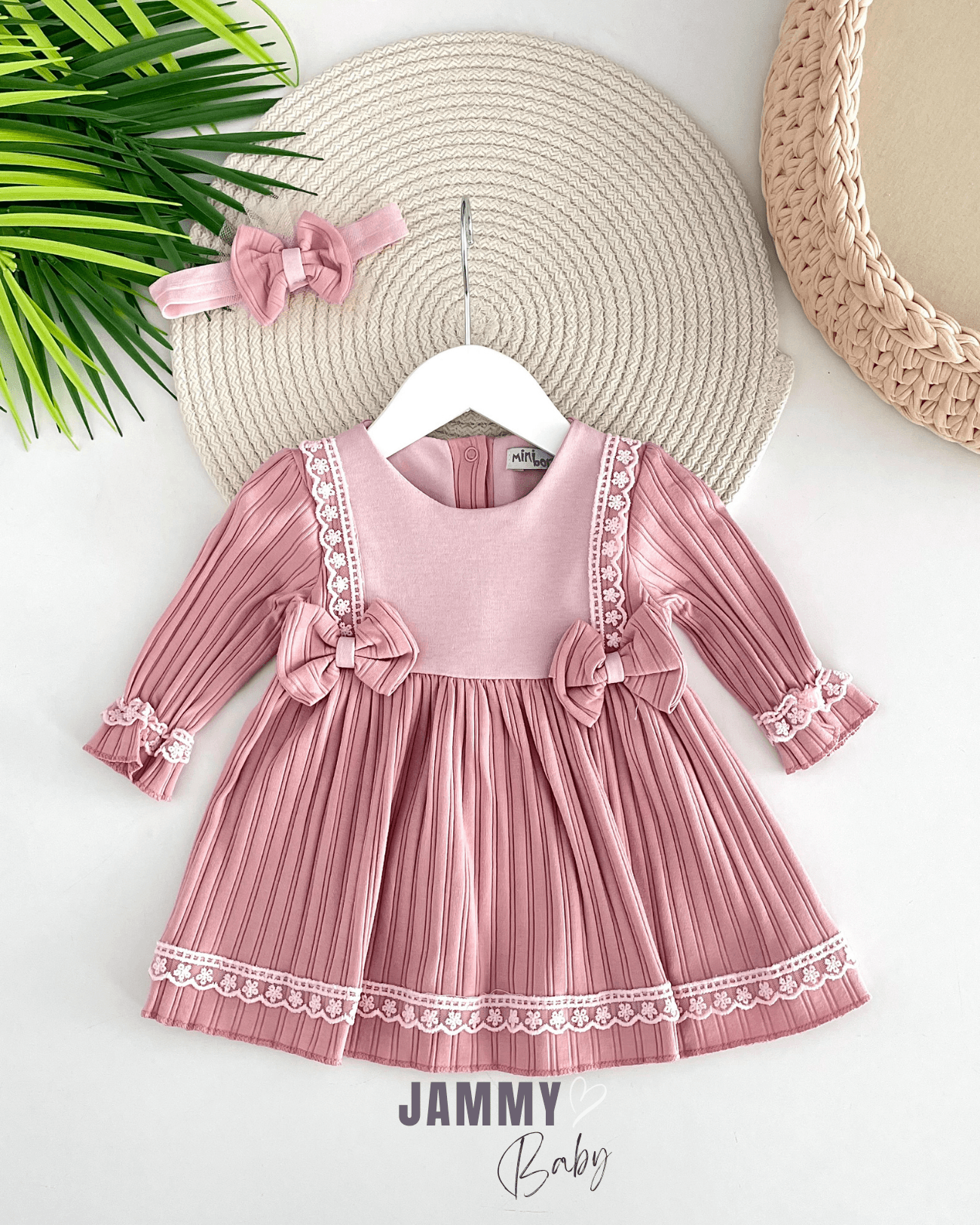 Perla Dantel Detay Kaşkorse Elbise Set-GÜL KURUSU