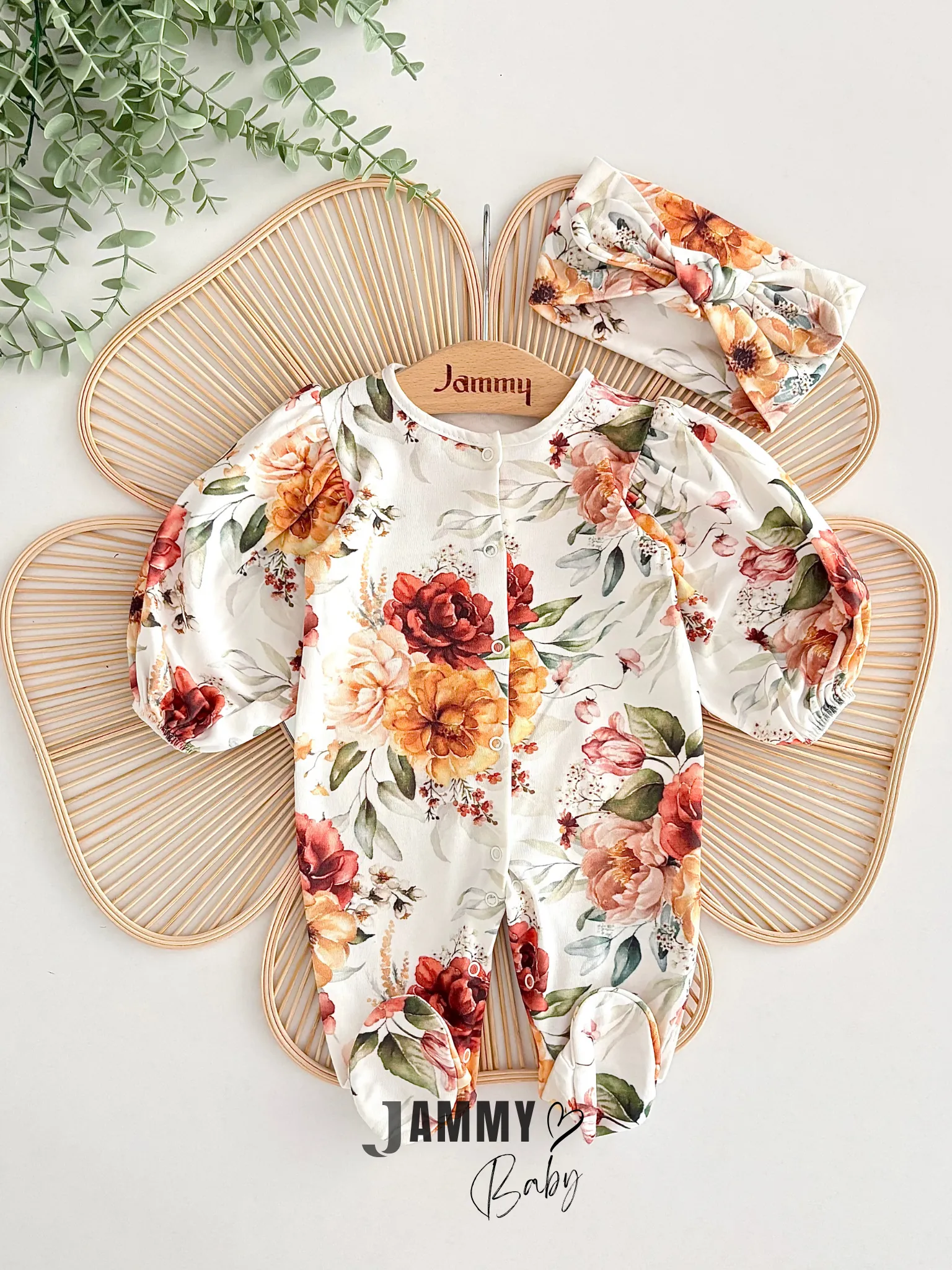 Helena Çiçek Baskılı Fiyonk Bandanalı Tulum Set - MUSTARD