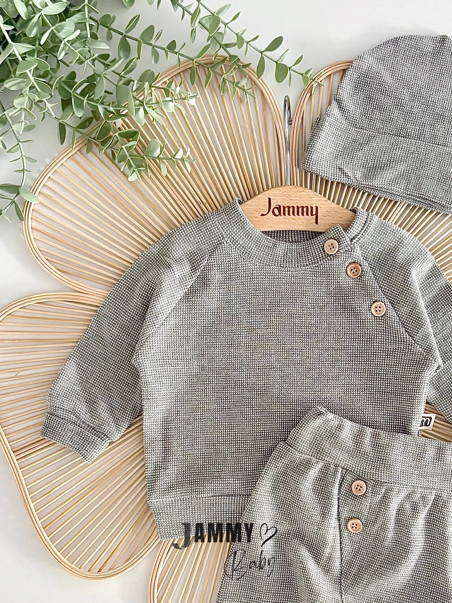 Pascal Waffle Dokuma Şapkalı Takım-GRİ