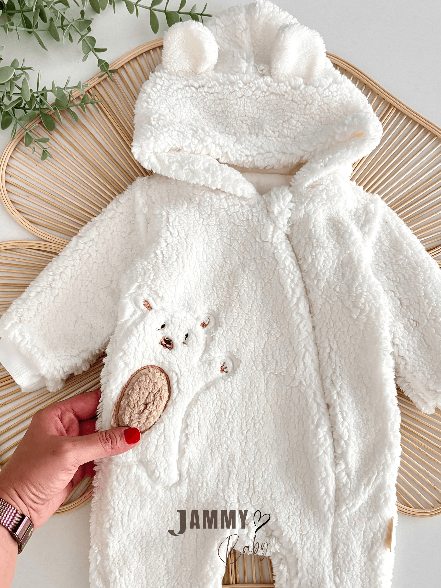 Sweety Bear Fermuarlı Peluş Tulum-EKRU