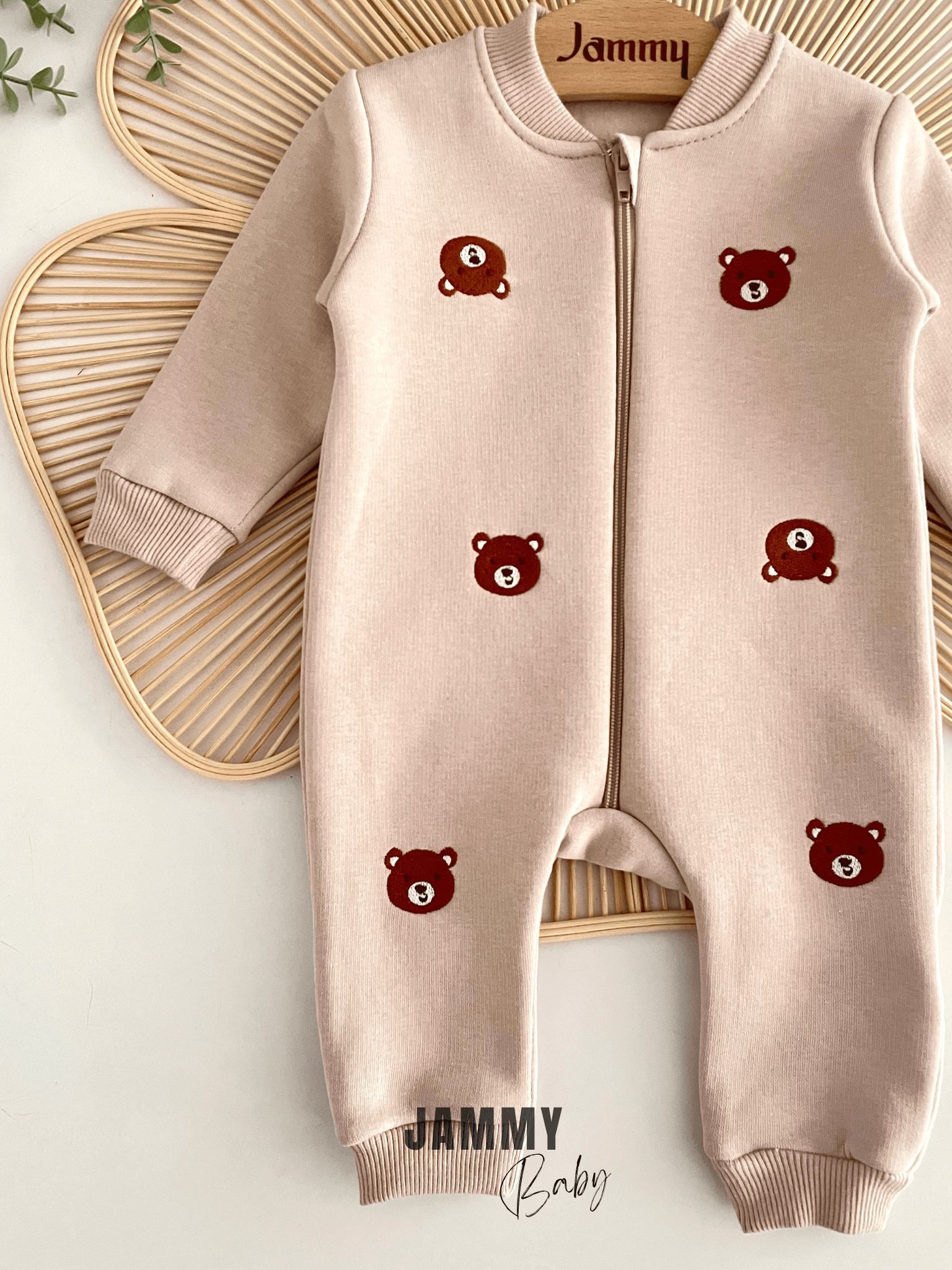 Tıny Bear Fermuarlı Şardonlu Tulum-BEJ