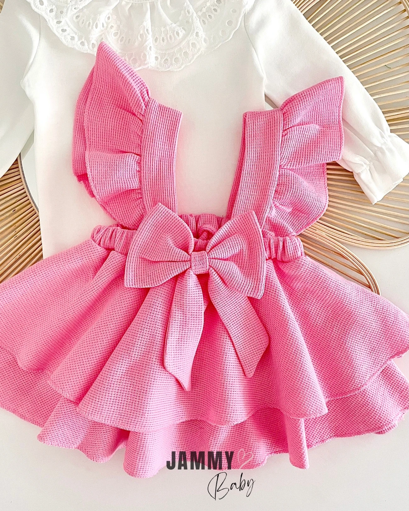 Luana Waffle Jile Elbise Set-PEMBE