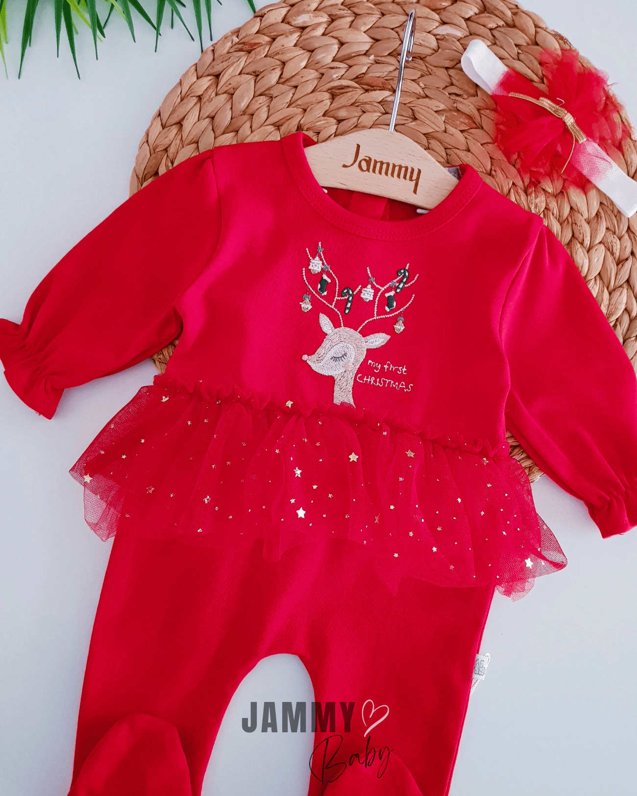 New Christmas Tütülü Bandanalı Tulum Set-KIRMIZI