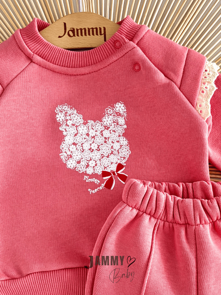 Baby Bunny 3 İplik Şardonlu Takım-GÜL KURUSU