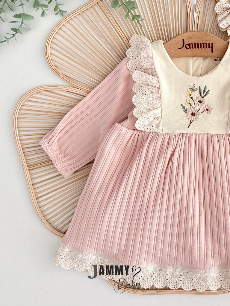 Happy Flowers Bandanalı Elbise Set-PUDRA