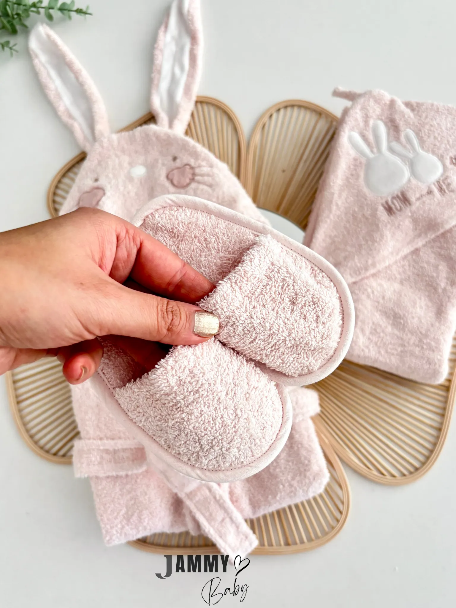 Mom and Me 3 Parça Bornoz Set-SOFT PEMBE