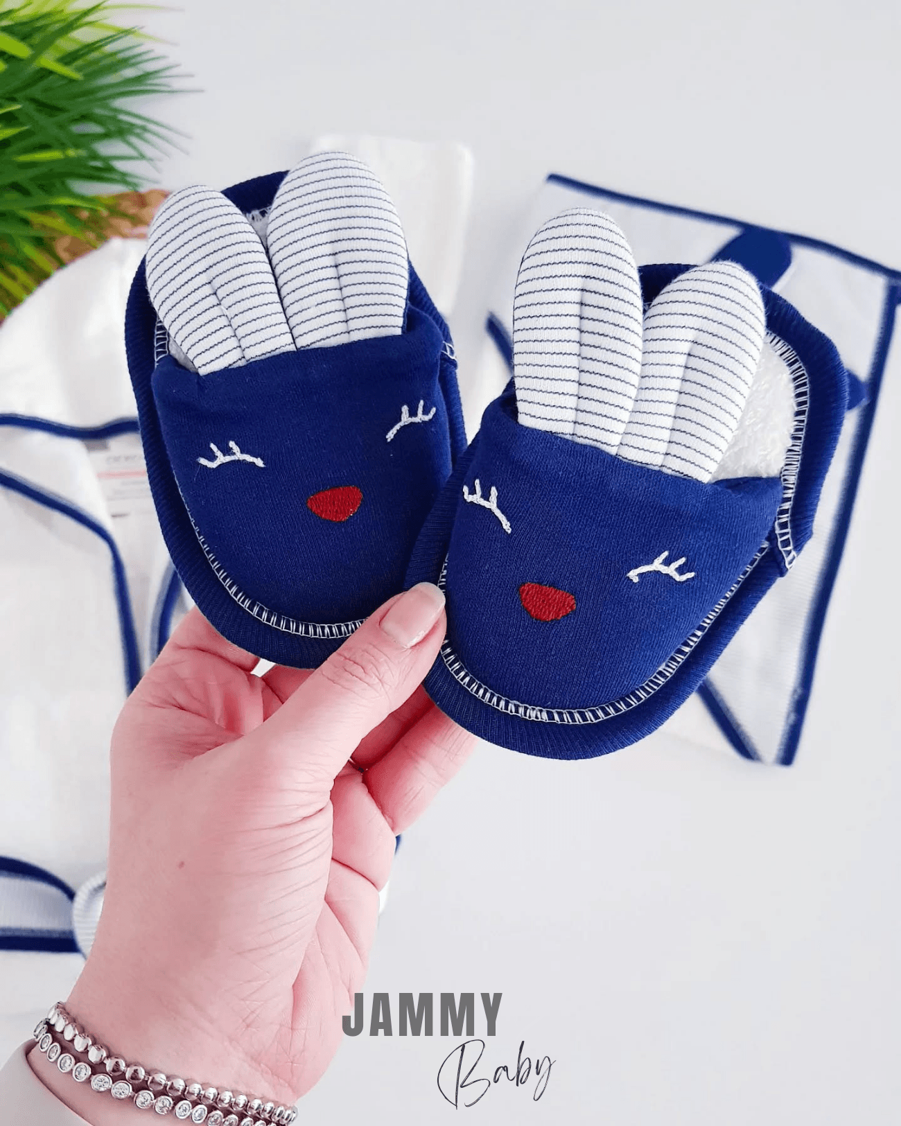 Papyonlu Tavşan 4 Parça Bornoz Set-LACİVERT