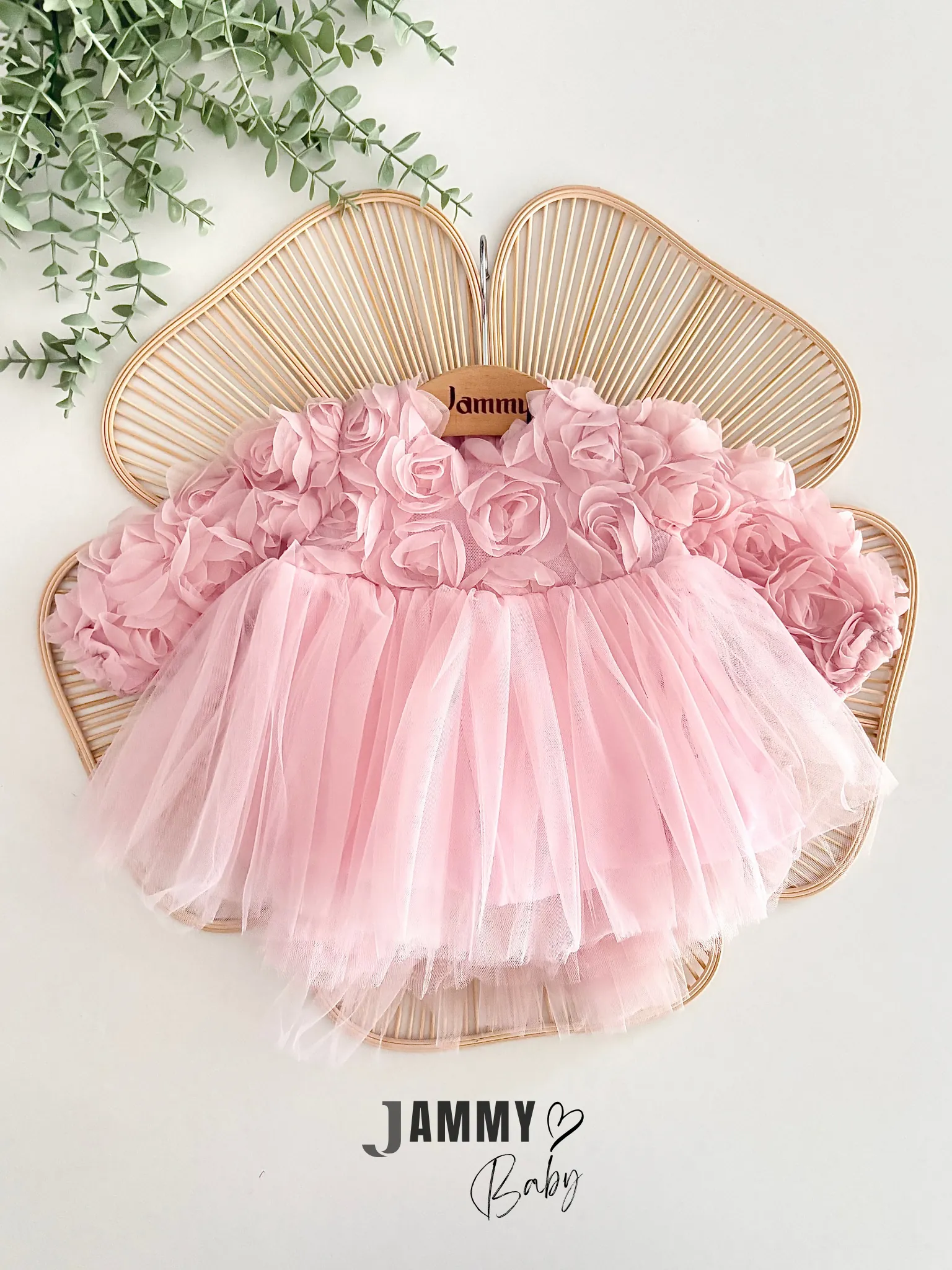 Celia Gül Detaylı Tütülü Elbise-PUDRA