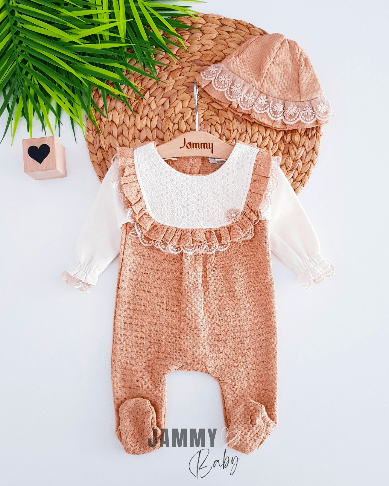 Zara Desenli Güpürlü Şapkalı Tulum Set-TARÇIN