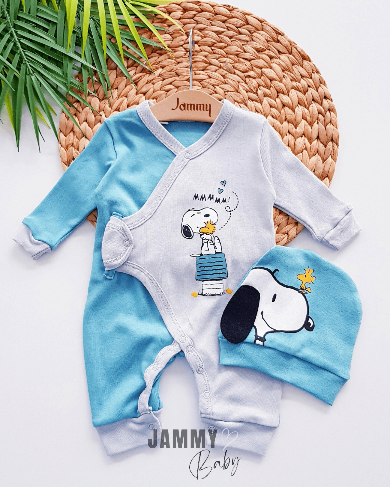 Snoopy Şapkalı Tulum Set-YEŞİL