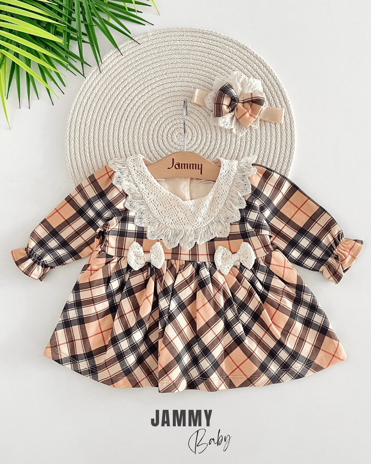 Weny Ekose Desenli Bandanalı Elbise Set-KAHVERENGİ