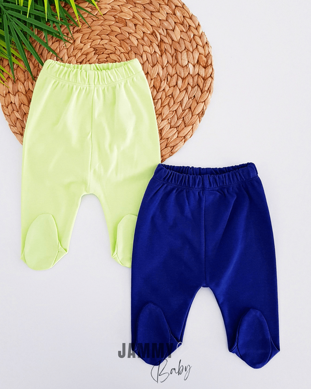 Penye Patikli 2'li Pantolon Set-LACİVERT-NEON YEŞİL