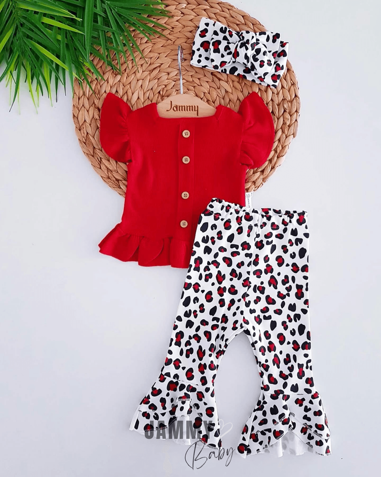 Leogirl Waffle Kısakol Body / İspanyol Pantolon Takım-KIRMIZI