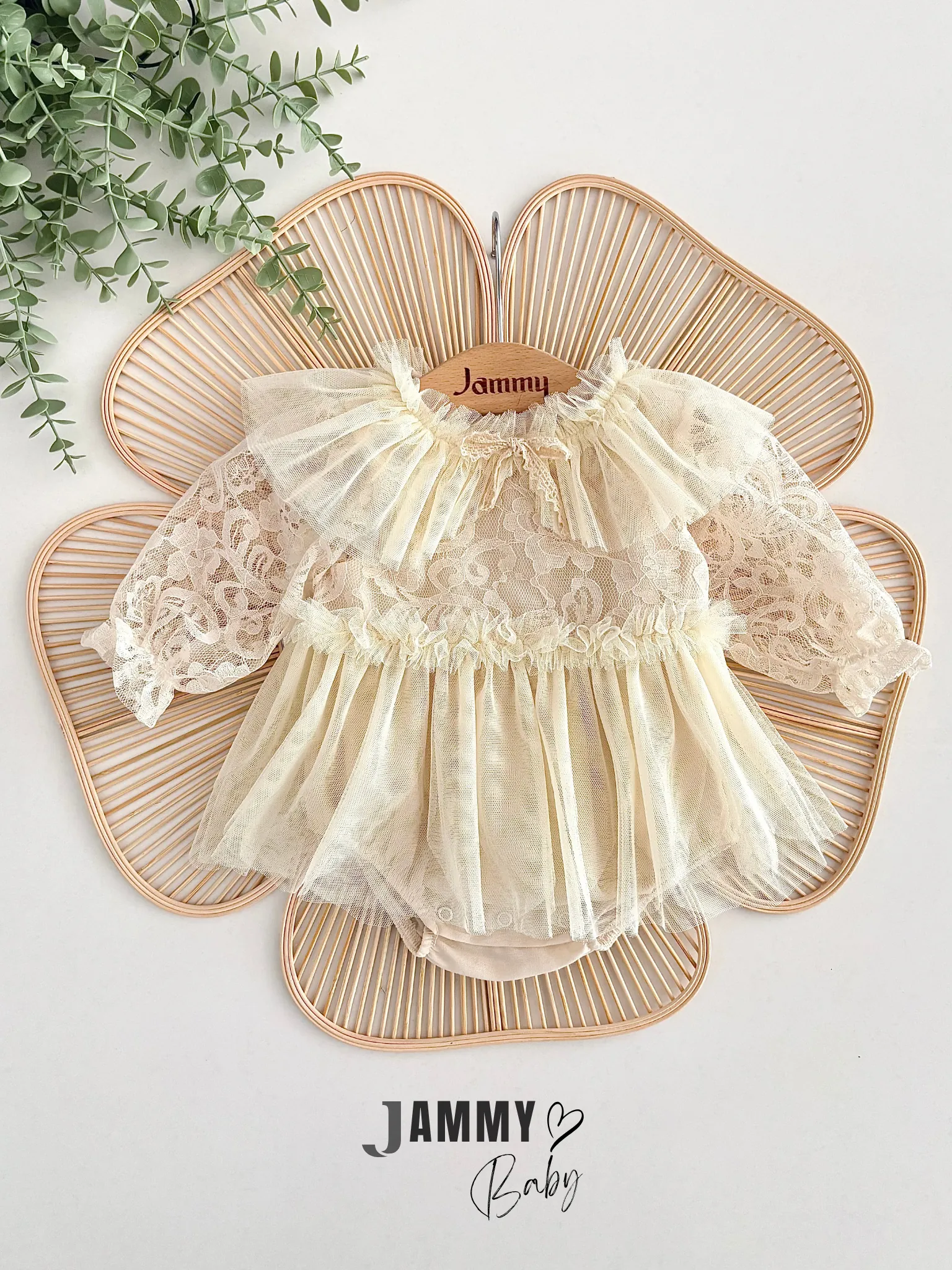 Sindirella Dantelli Özel Gün Bodysuit Romper-KREM