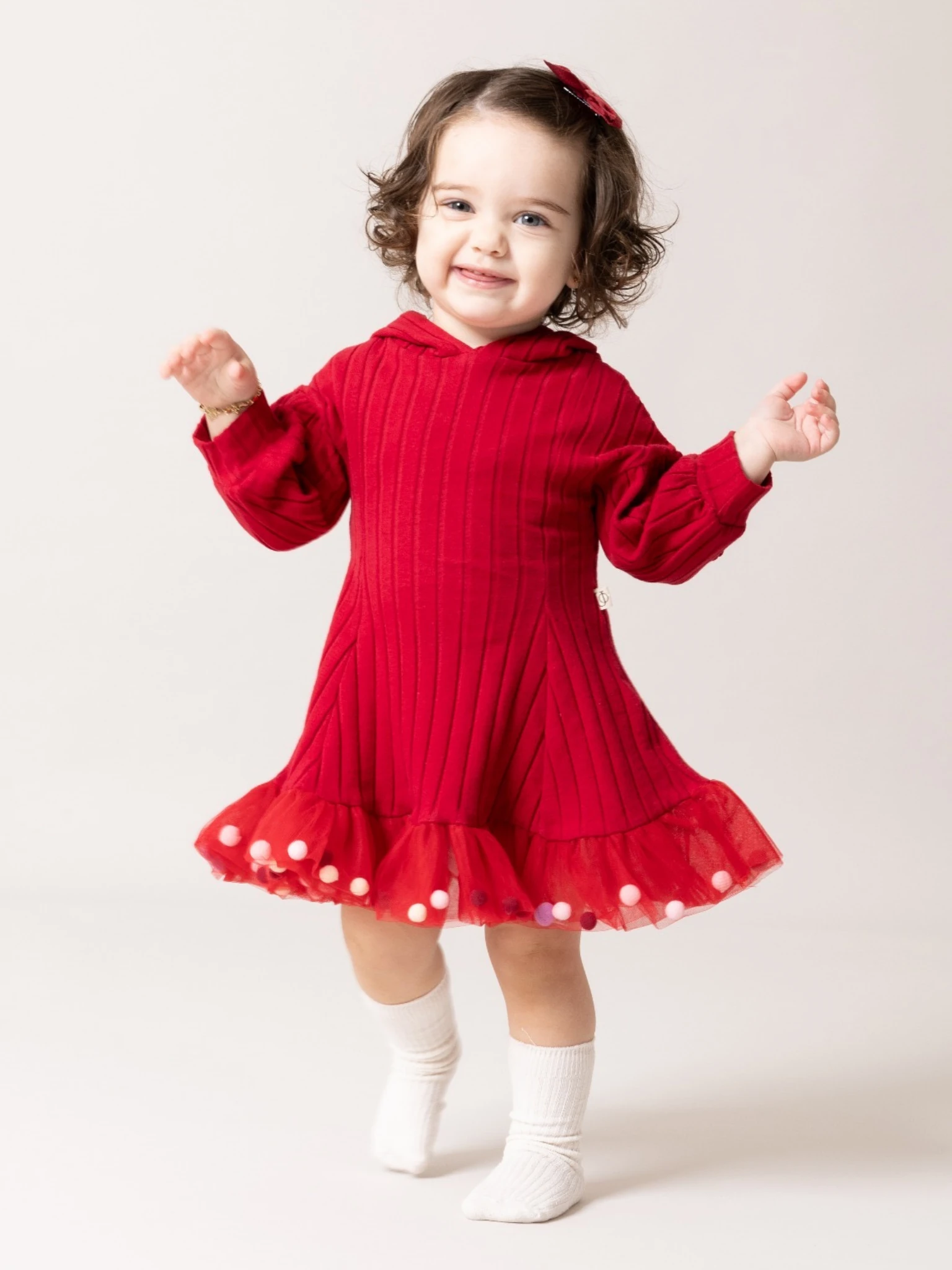 Candy Ponponlu Puffy Elbise-BORDO