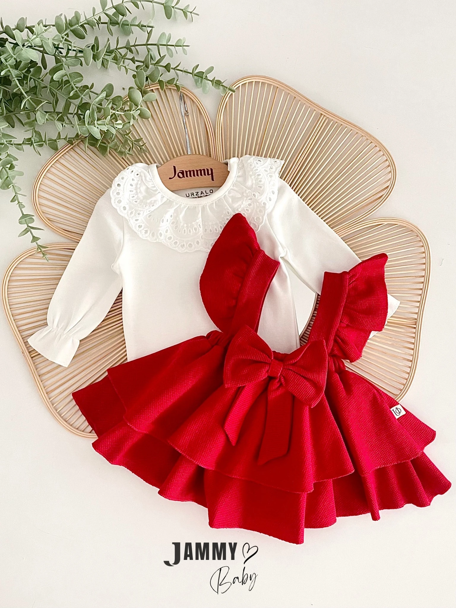 Luana Waffle Jile Elbise Set-KIRMIZI