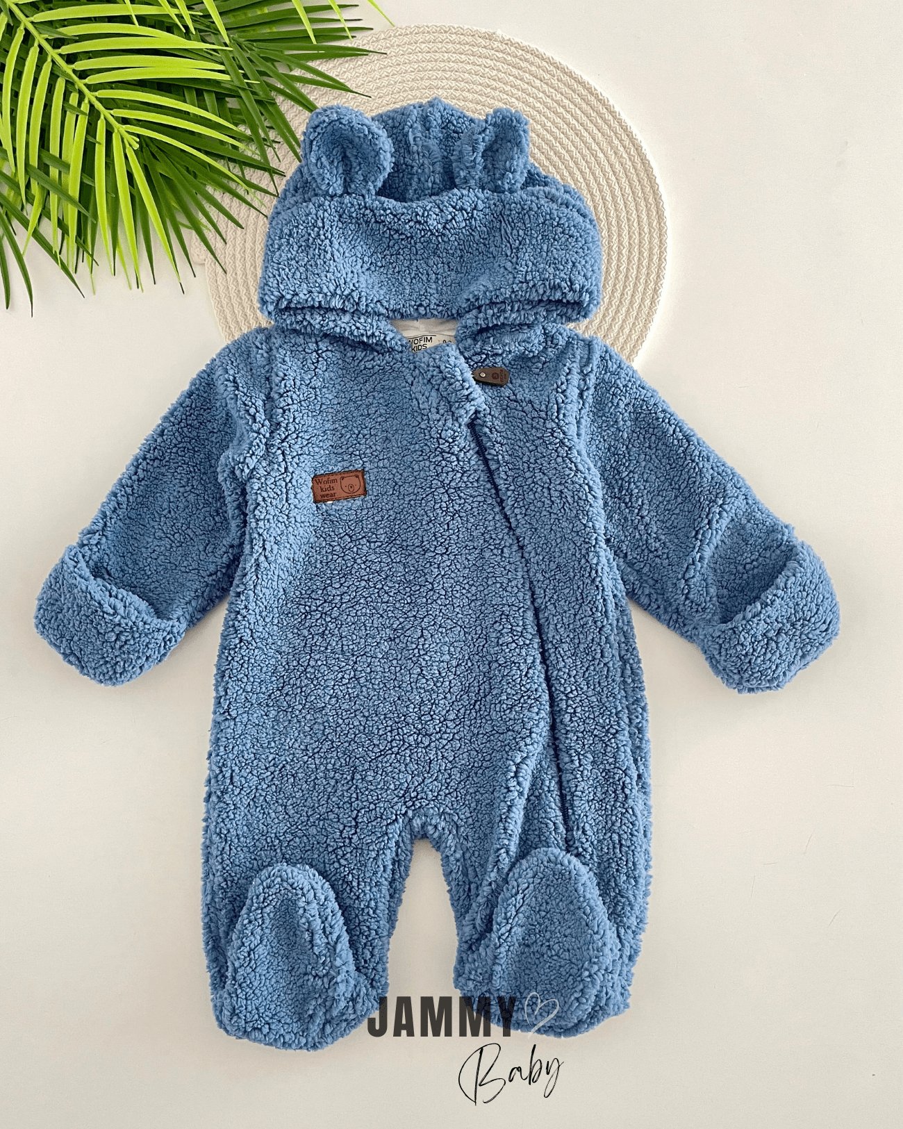 Bear Peluş Fermuarlı İçi Astarlı Tulum-İNDİGO