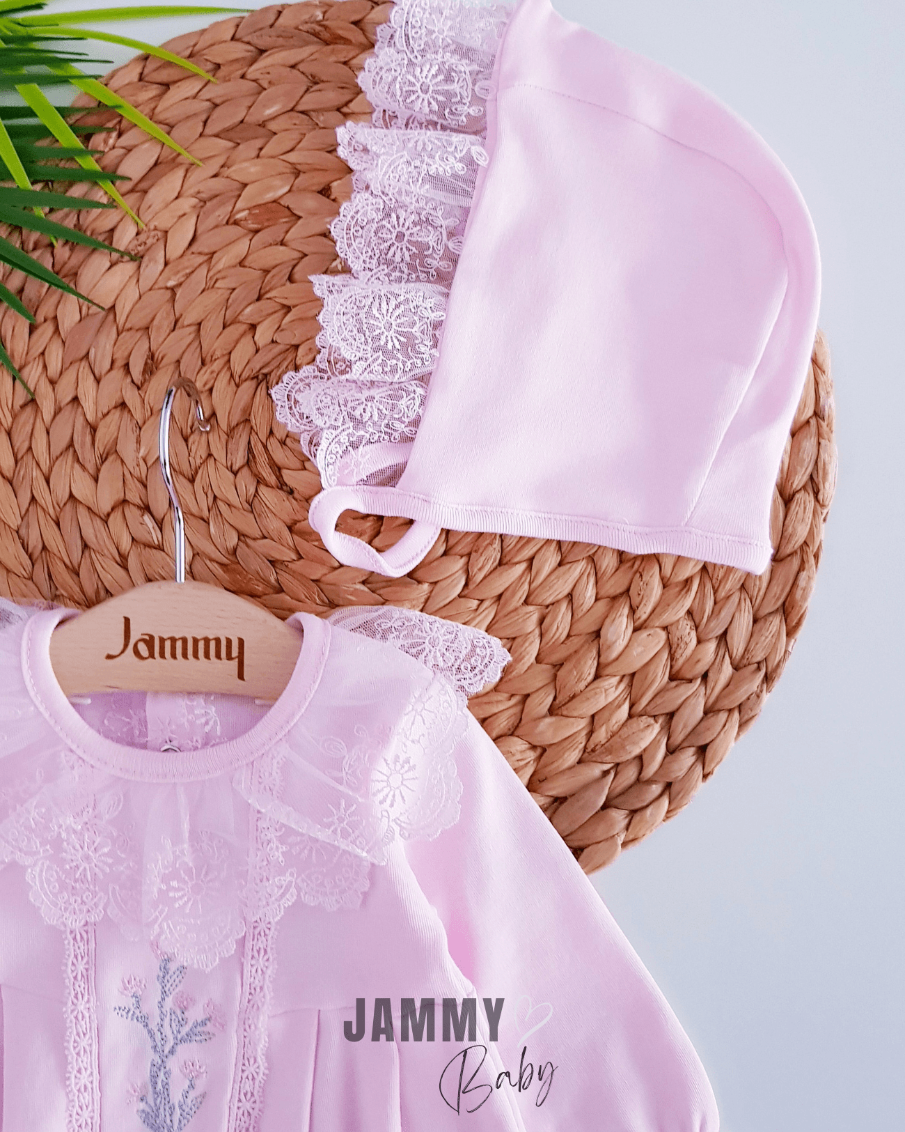 Floral Lace Laura Şapkalı Tulum Set-PEMBE