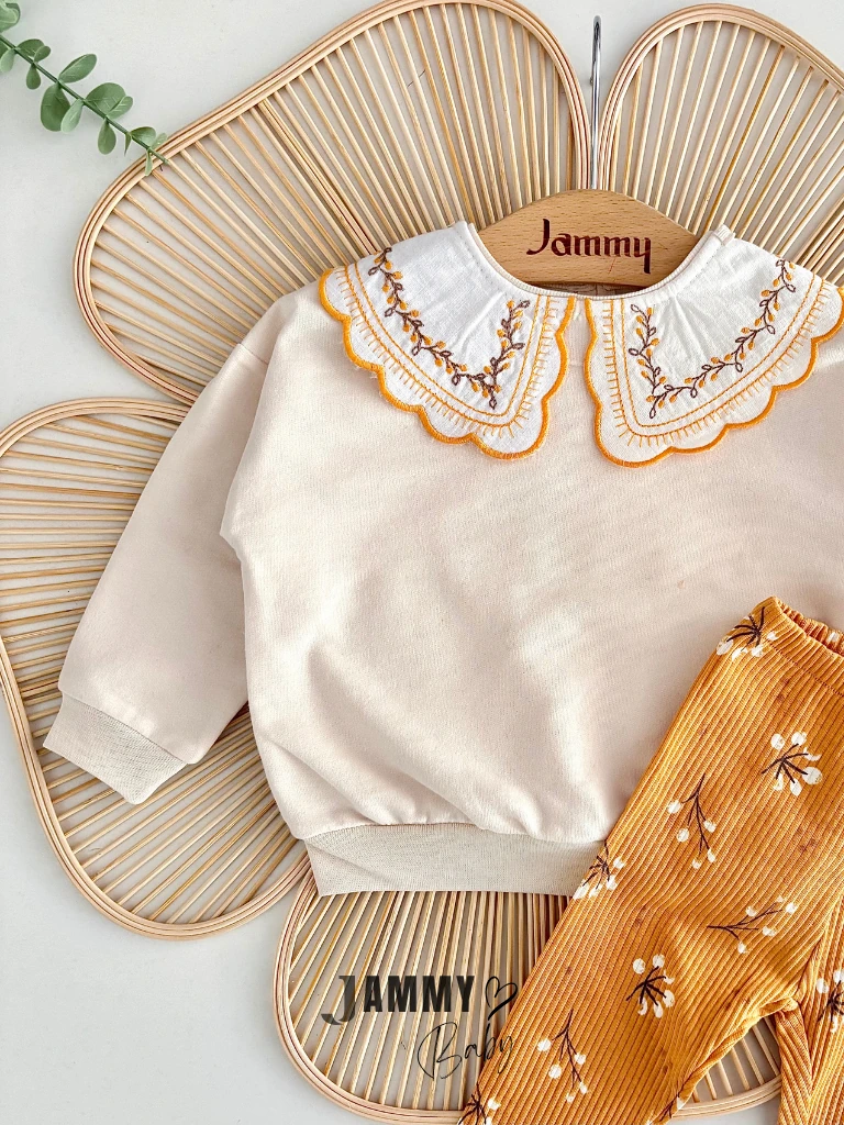 Autumn Yaka Detaylı Mevsimlik Takım-VANİLYA