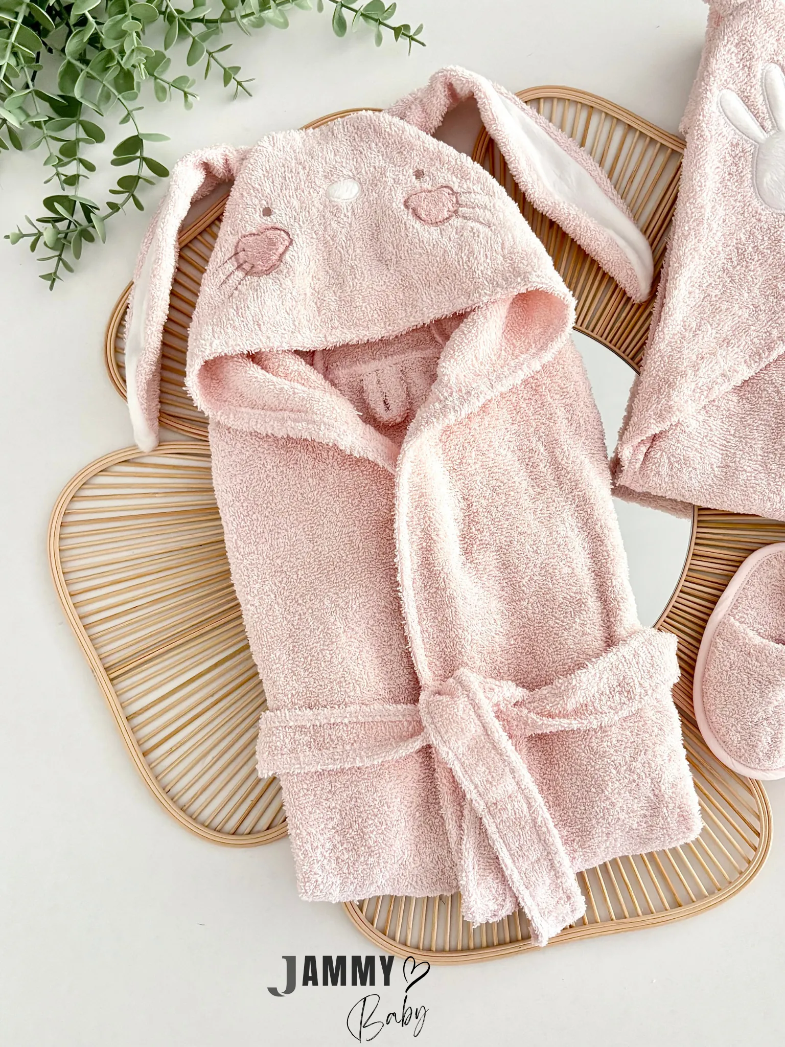 Mom and Me 3 Parça Bornoz Set-SOFT PEMBE