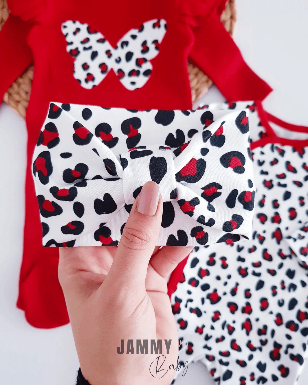 Butterfly Leopar  2'li Kombin Tulum Set-KIRMIZI