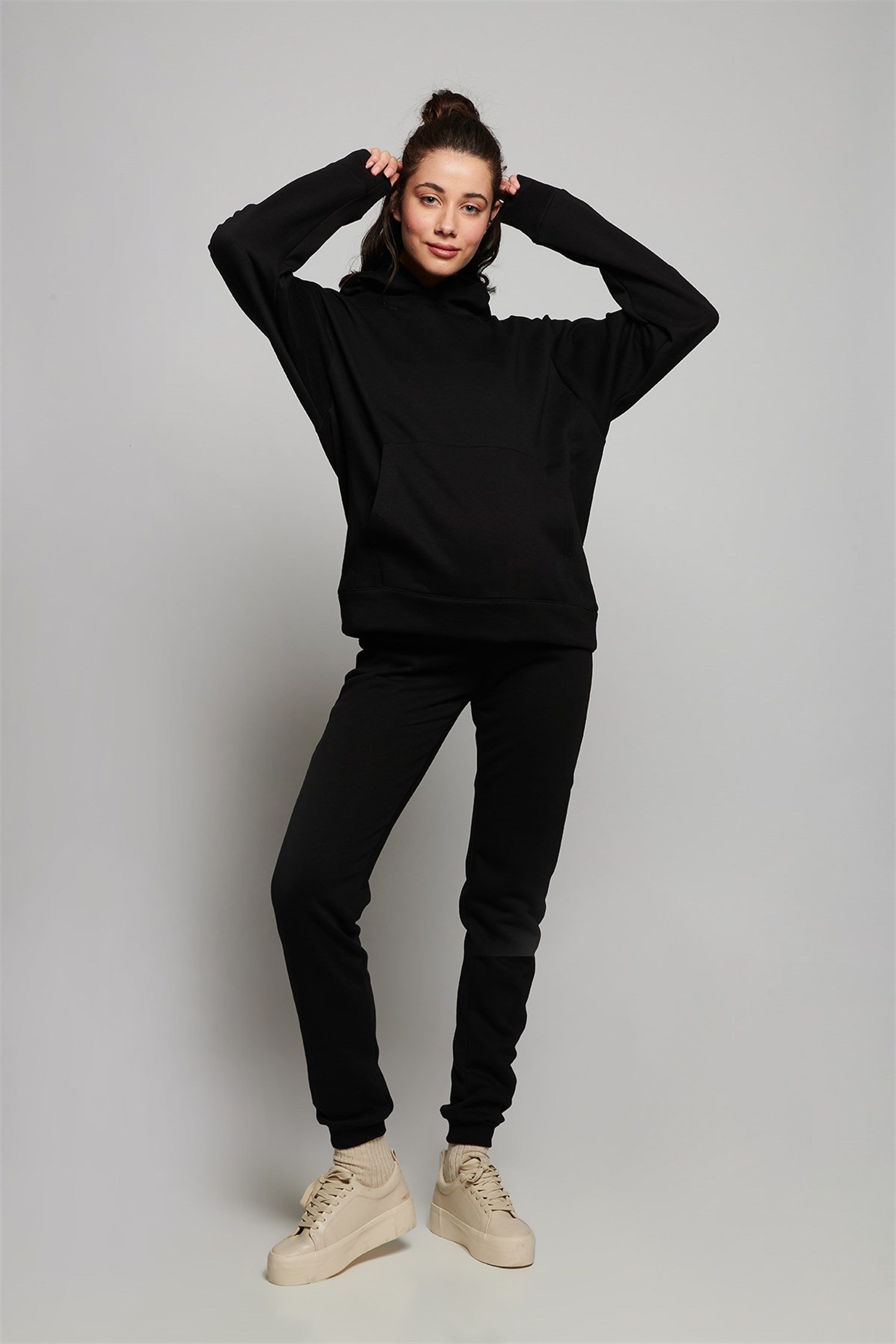 Nadia Hamile Kapüşonlu Sweat - SİYAH