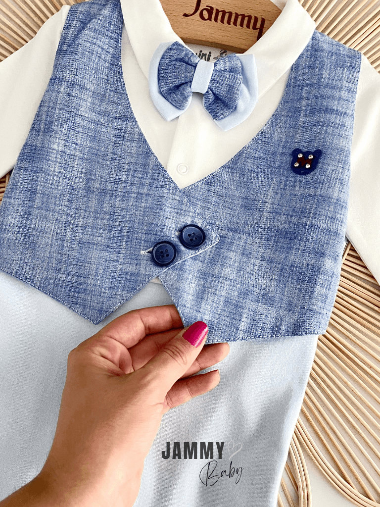 Lowell Yelek Detaylı Mevsimlik Tulum-AÇIK MAVİ