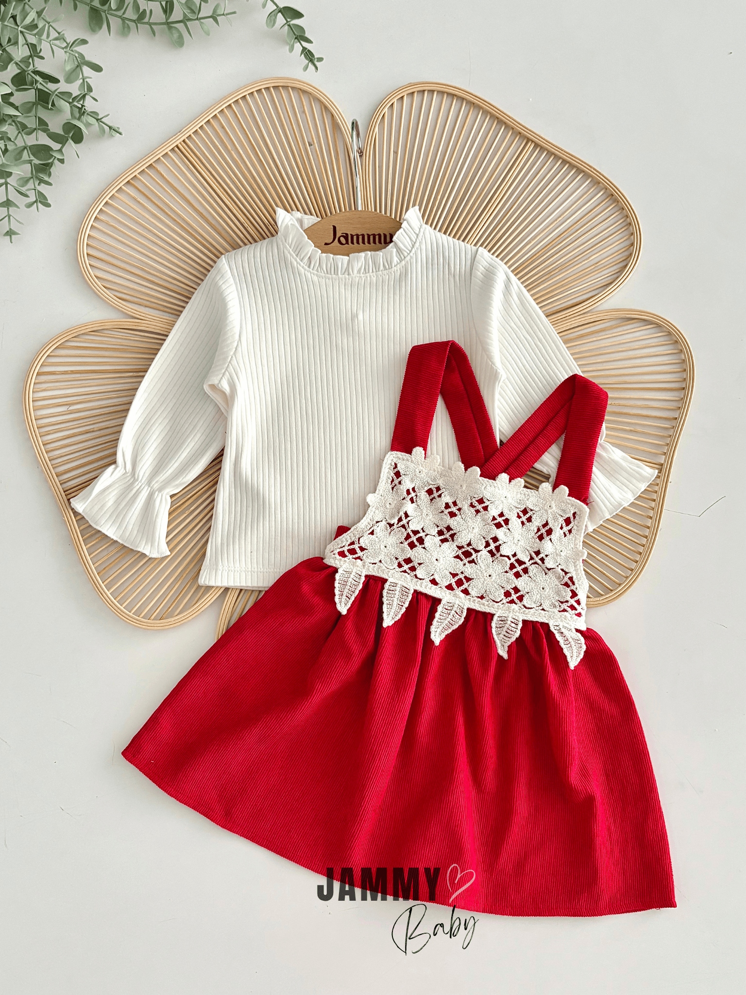 Ella Kopma Dantelli Kadife Salopet / Body Set-KIRMIZI