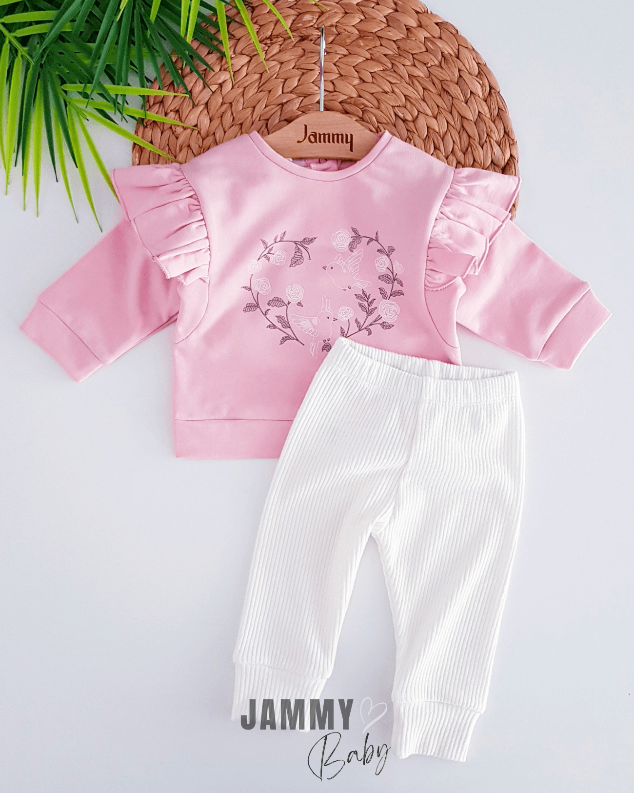 Kuş Temalı Kaşkorse Taytlı Takım-PEMBE