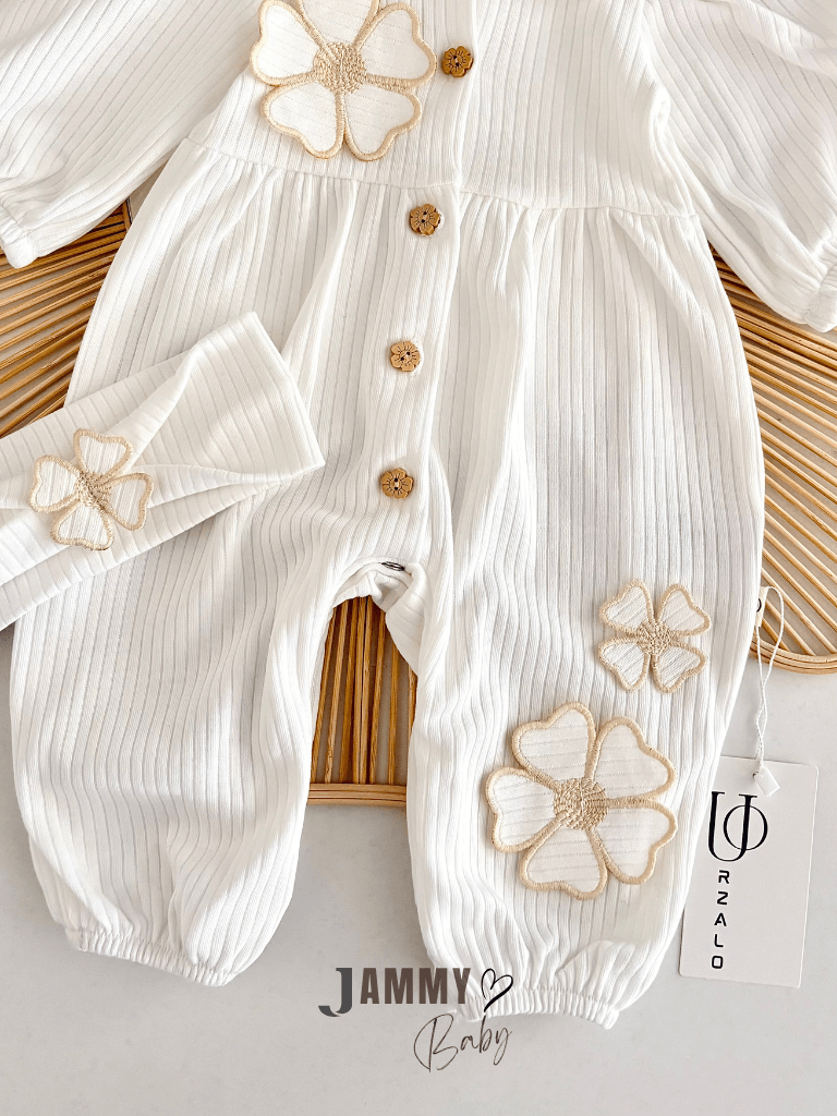 Daisell Nakış İşlemeli Bandanalı Tulum Set-EKRU