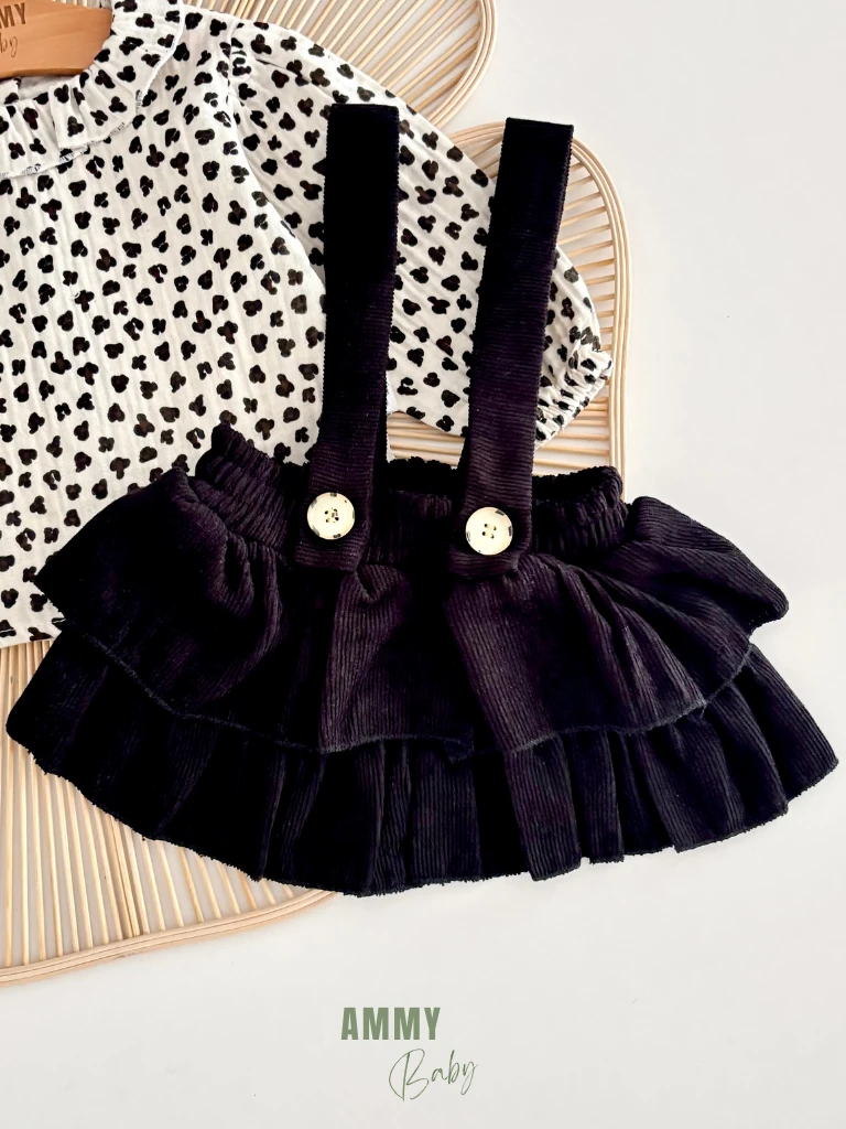 Tiny Leopard Müslin Gömlek / Kadife Salopet - SİYAH