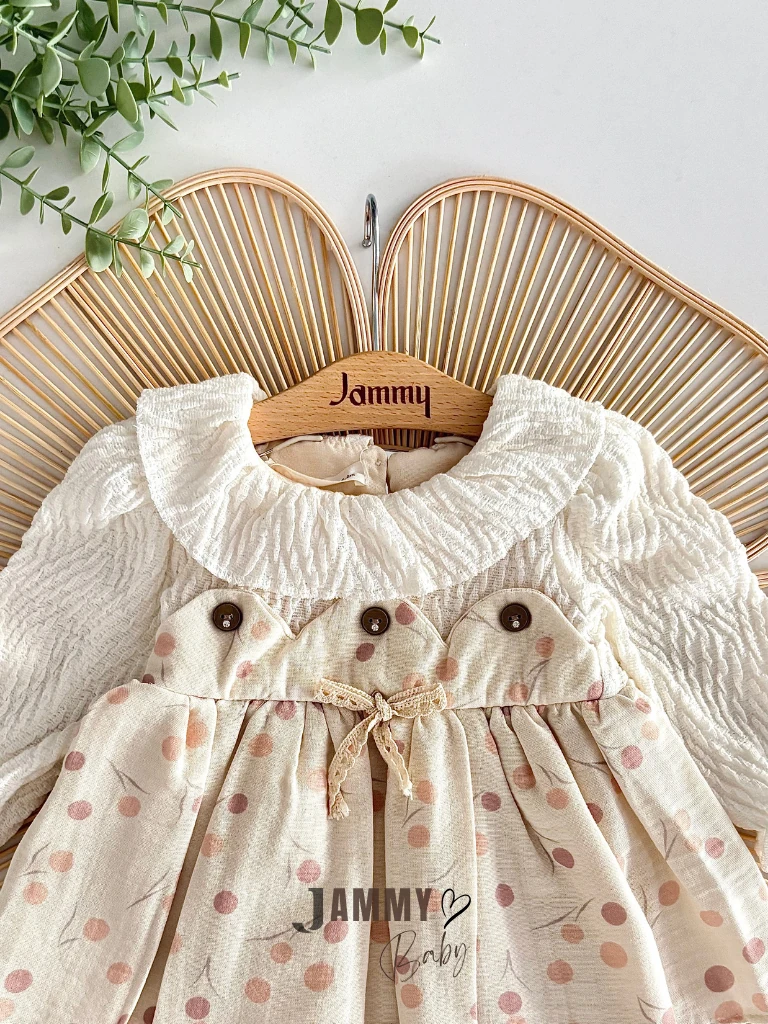 Clara Düğme Pat Detaylı Elbise-BEJ