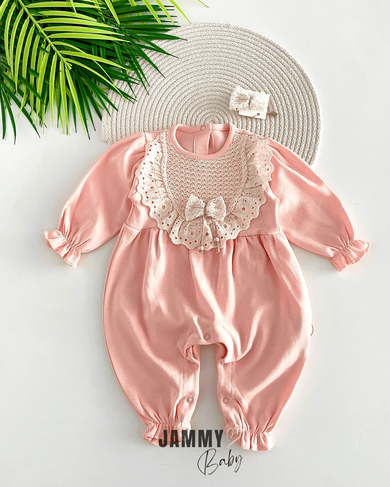 Amelia Tokalı Dantel Roba Detaylı Tulum Set-PUDRA