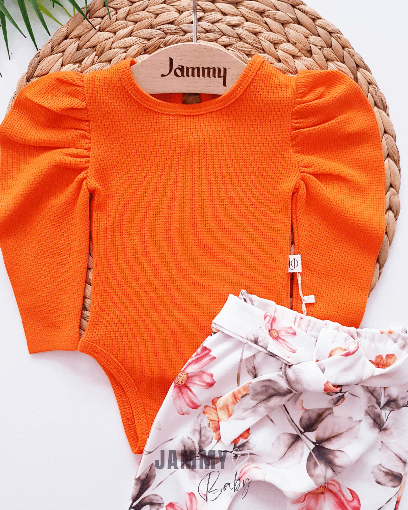 Juana Floral Design Balon Kol Takım-ORANGE