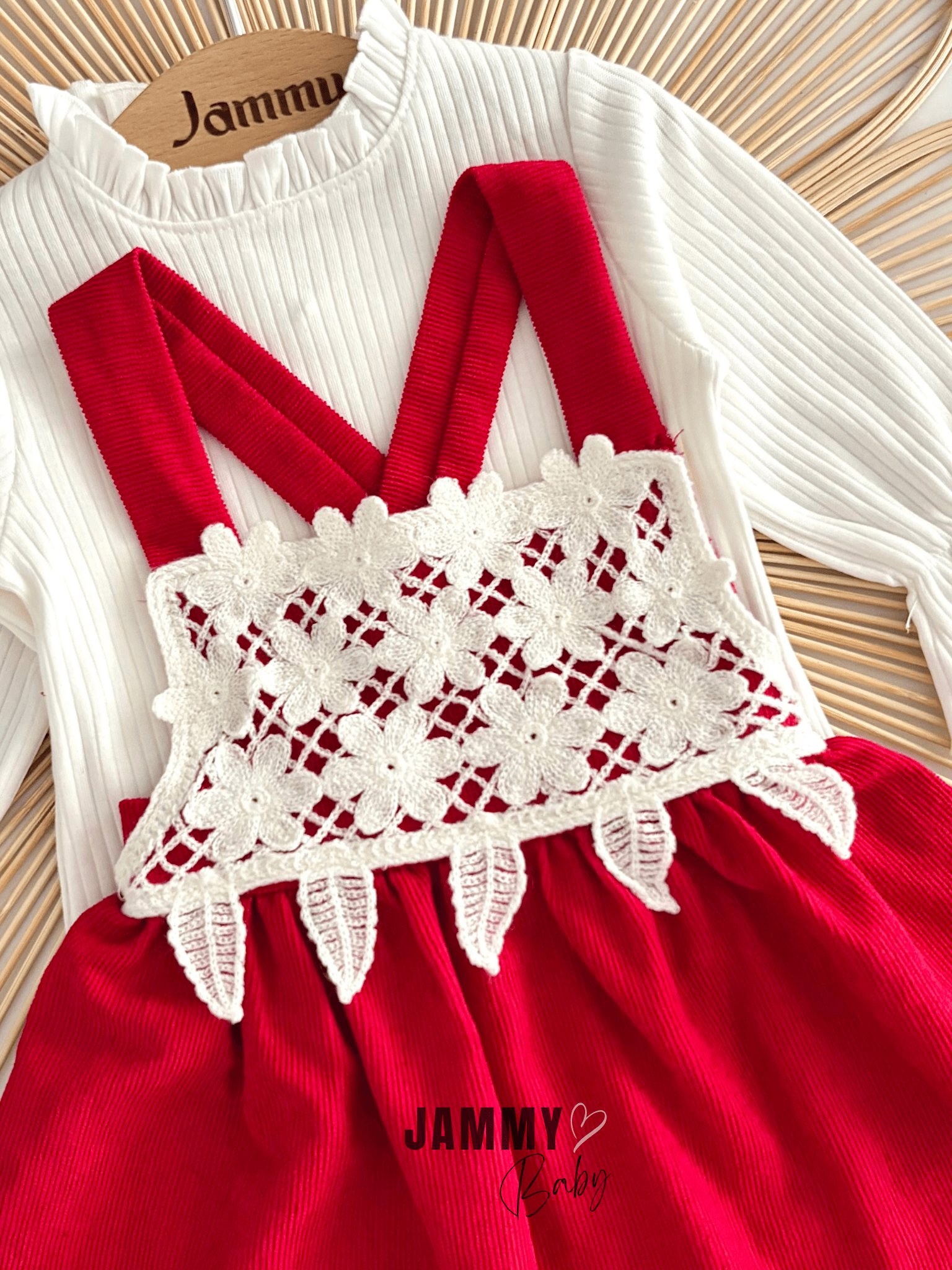 Ella Kopma Dantelli Kadife Salopet / Body Set-KIRMIZI