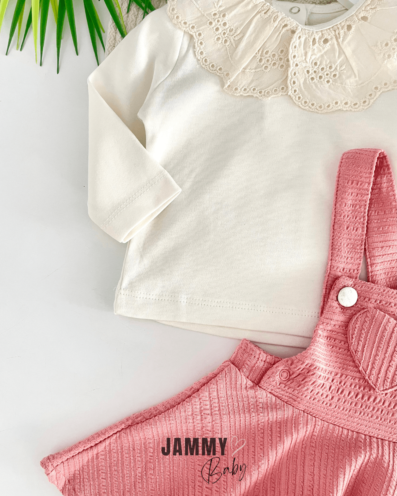 Hearts Salopet / Body Set-PEMBE