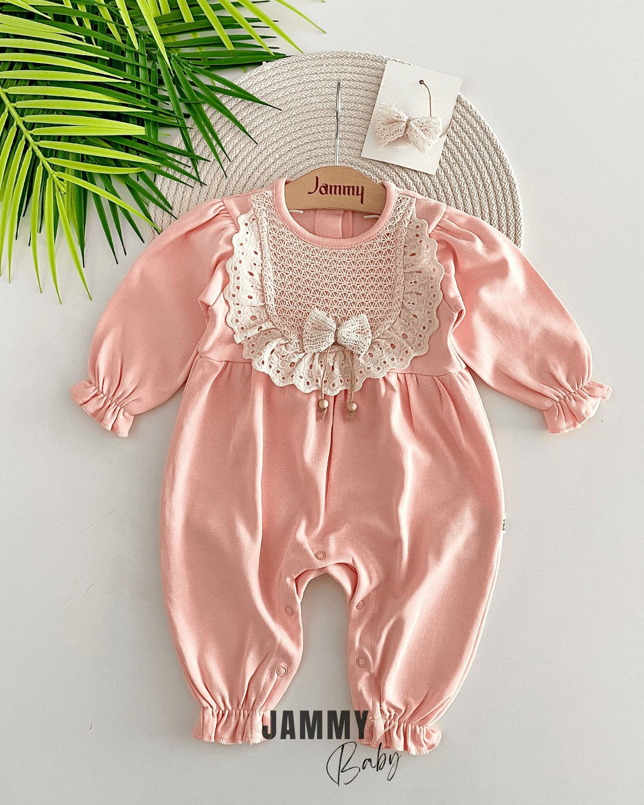 Amelia Tokalı Dantel Roba Detaylı Tulum Set-PUDRA