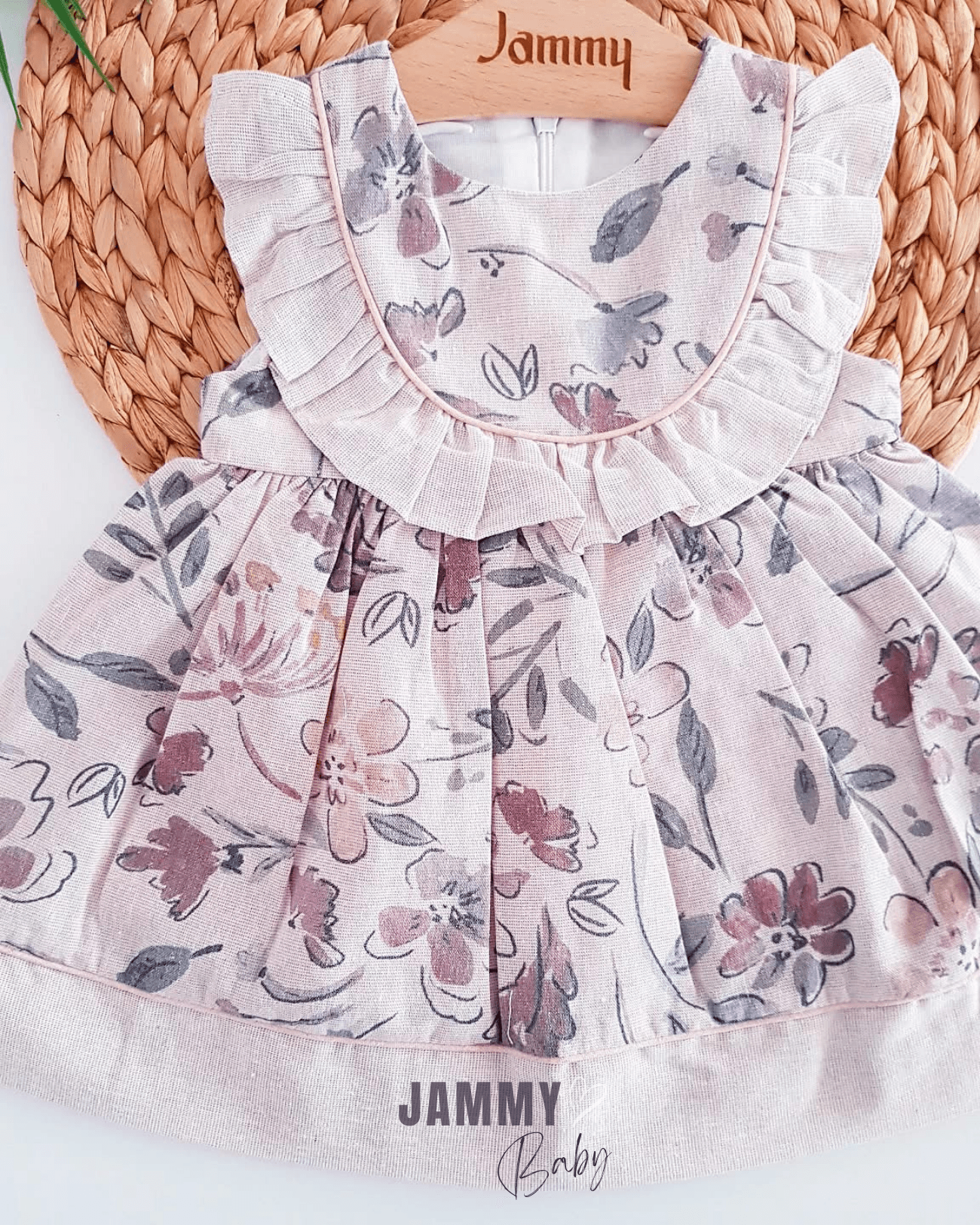 Adeline Çiçek Baskılı Kolsuz Elbise-BEJ