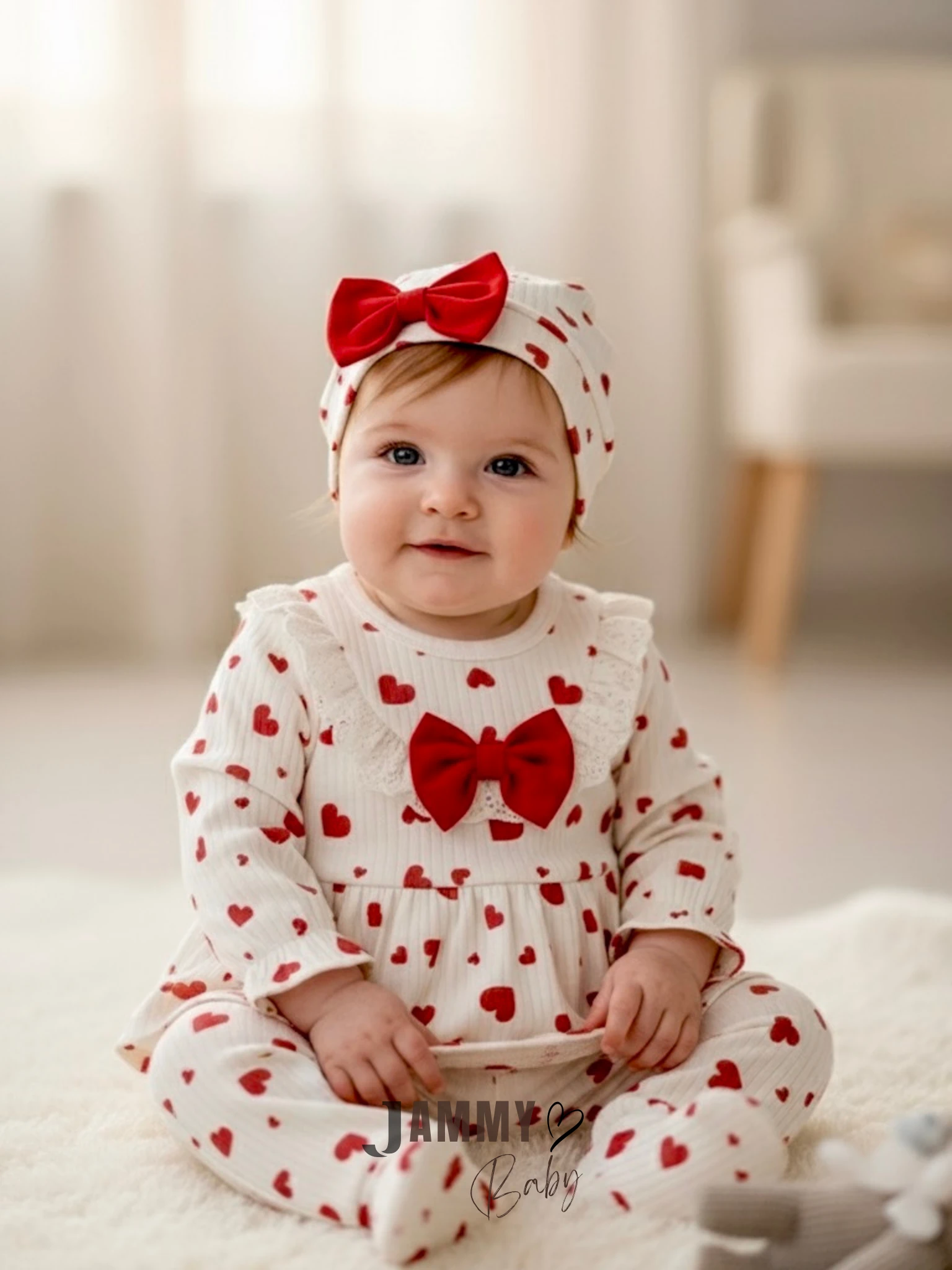 Lovely Fiyonk Şapkalı 3 Parça Takım-BEYAZ