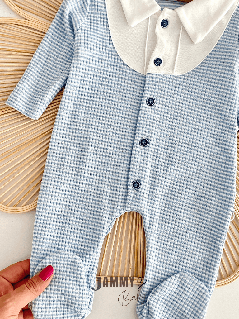 Pelee Pötikareli Gömlek Yaka Tulum-MAVİ