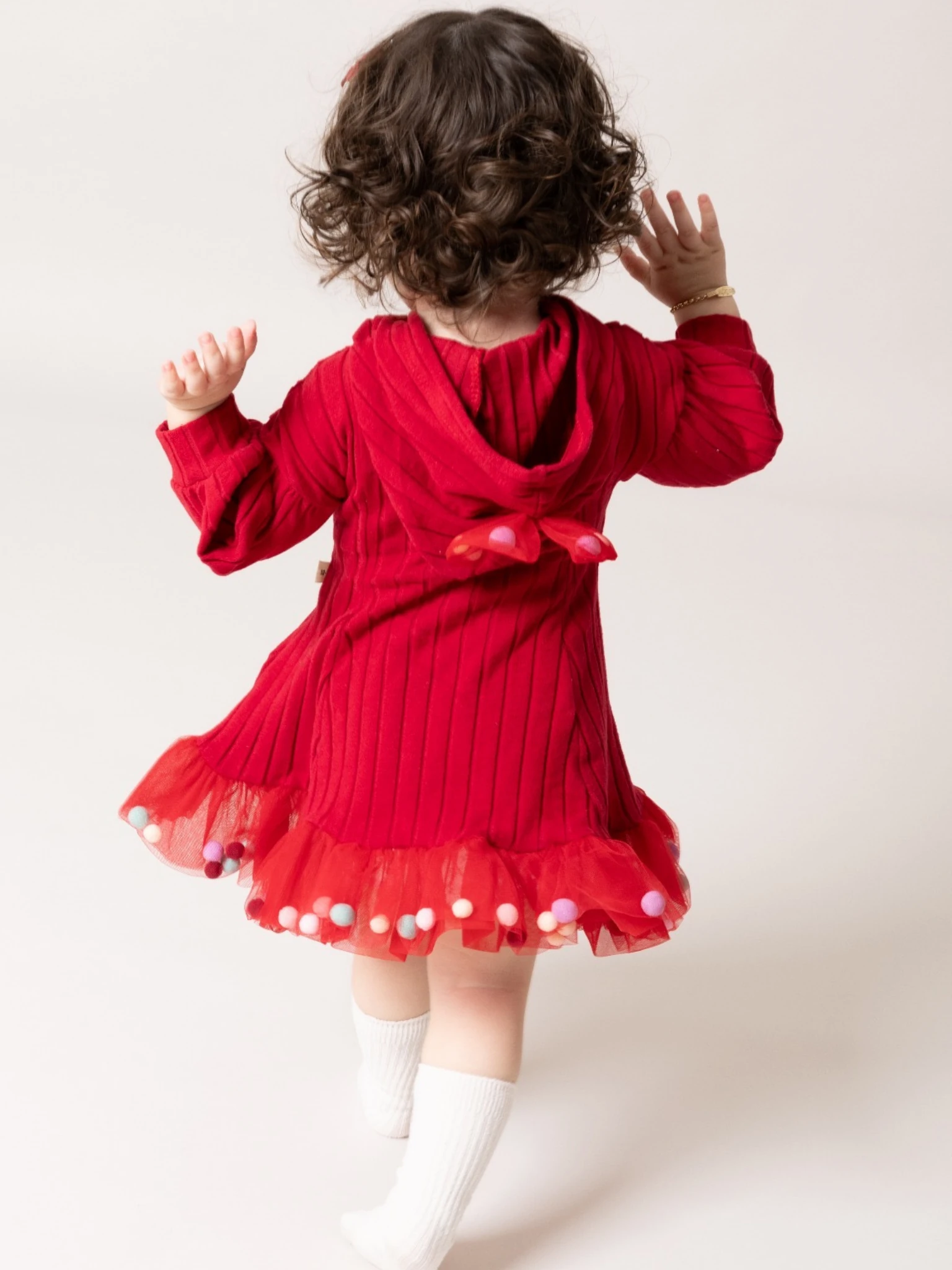 Candy Ponponlu Puffy Elbise-BORDO