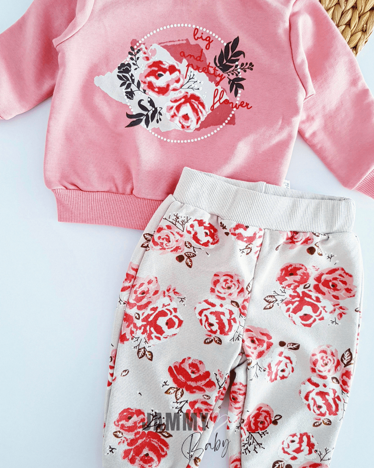 Big Roses 2'li Sweat Takım-KOYU PUDRA