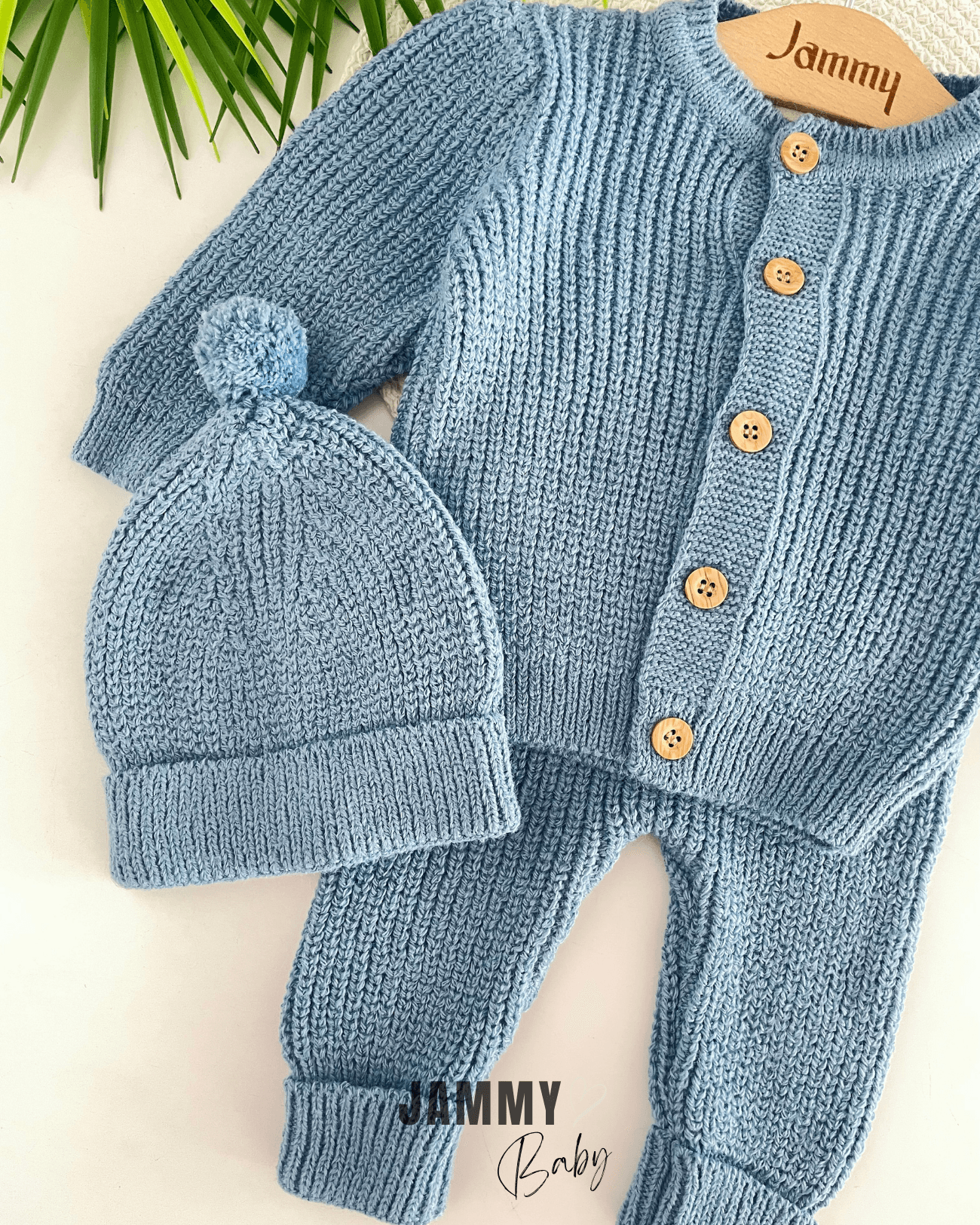 Triko Hırkalı Unisex Şapkalı Takım-İNDİGO