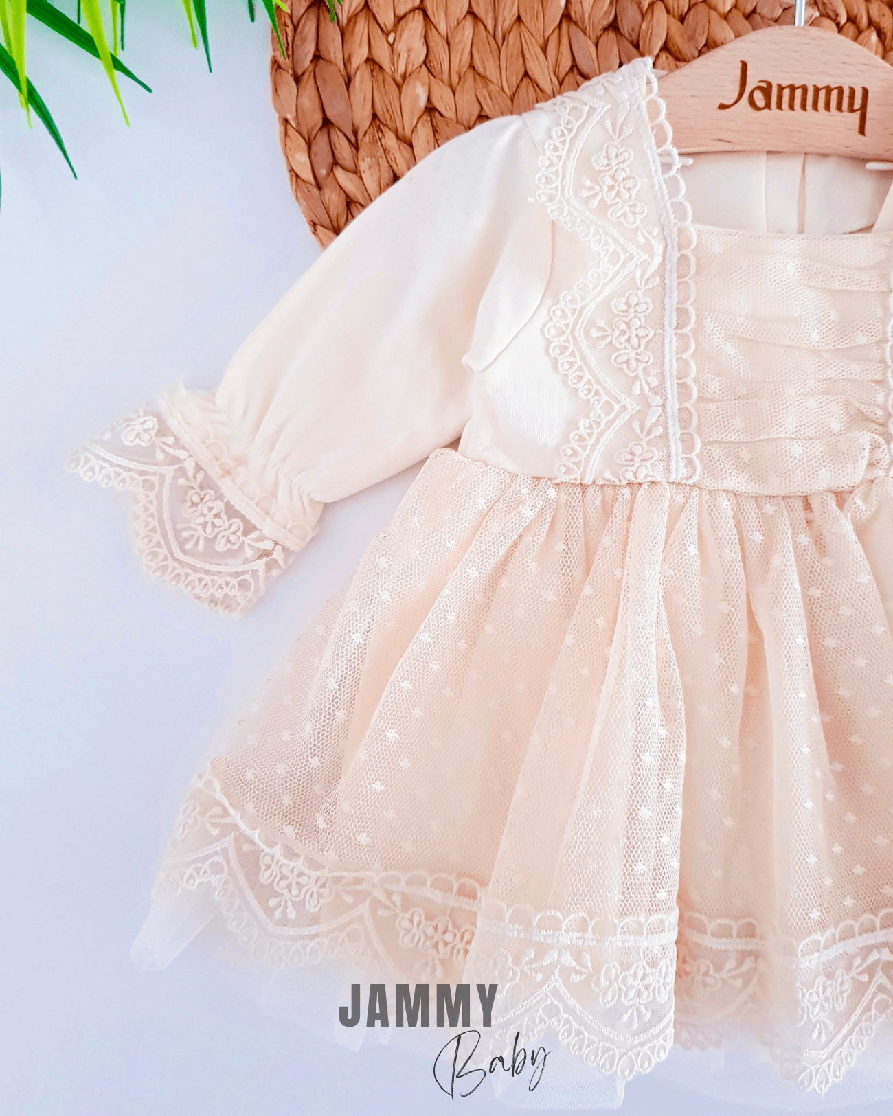 Carmen Güpür Dantel Bandanalı Mevlüt / Özel Gün Elbise Set-NATURAL