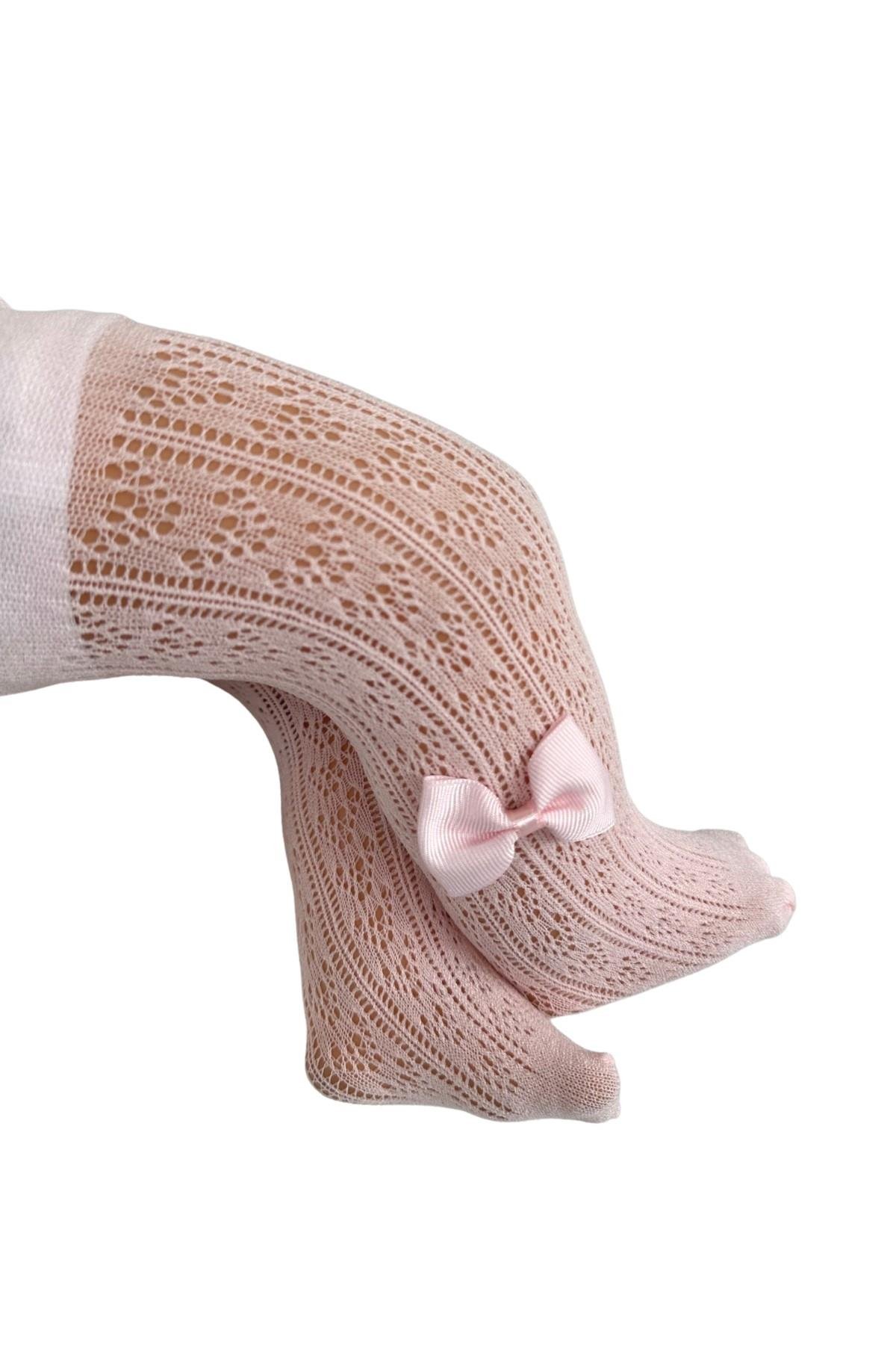 Orietta Fiyonklu File Külotlu Çorap-PEMBE