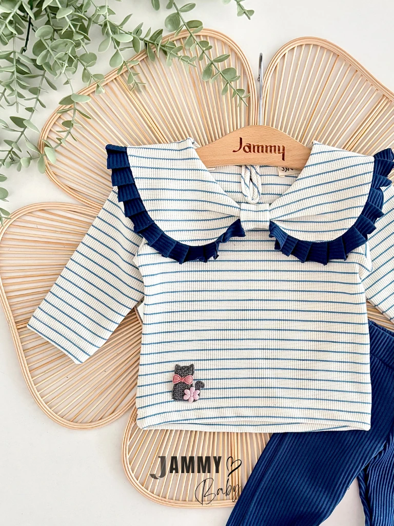 Belinay Fiyonk Yakalı 2'li Takım-LACİVERT