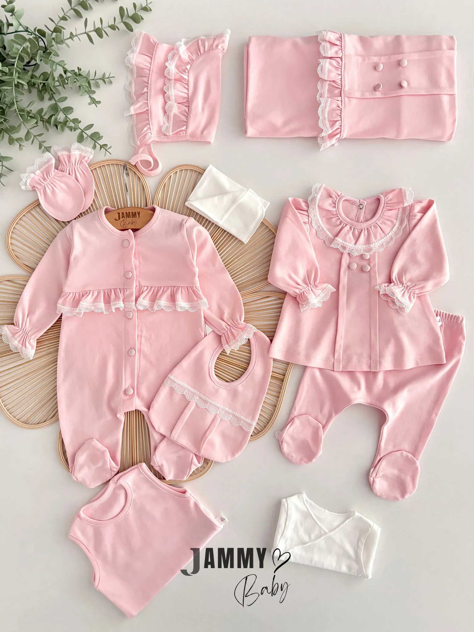 Elegant Dantelli 10 Parça Yenidoğan Set-PEMBE
