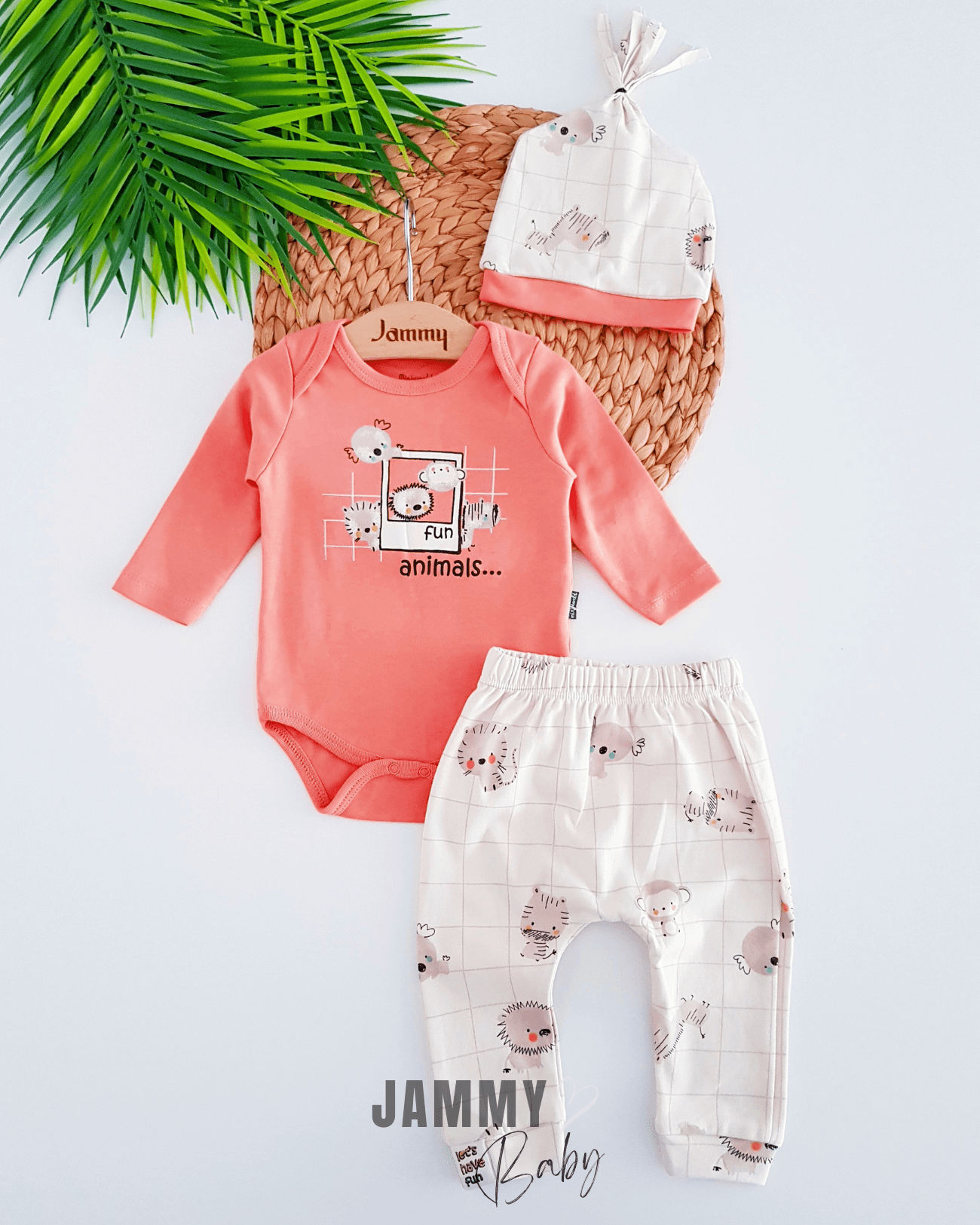 Fun Animals Şapkalı 3'lü Takım-ORANJE